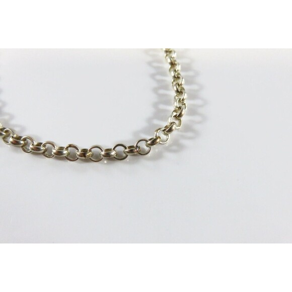 8" Sterling Silver SG Toggle Link Bracelet Rolo Link Charm Bracelet - Picture 7 of 13